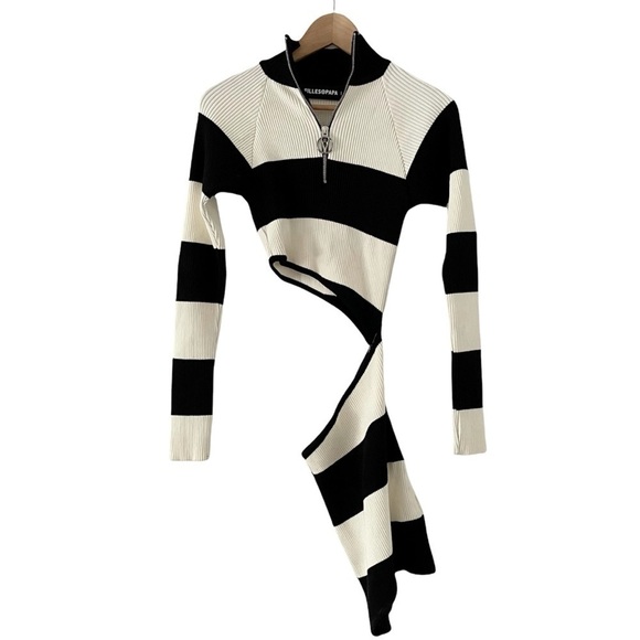 Filles A Papa Peggy Striped Cut Out Rib Knit Mini Dress - Picture 5 of 11